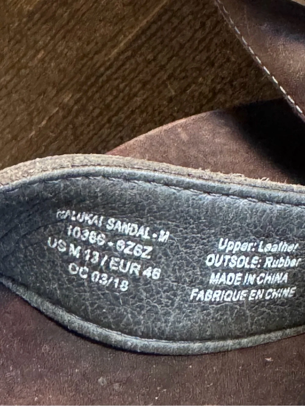 Olukai Men's Brown Leather Flip Sandals - Casual Comfort Men’s 13